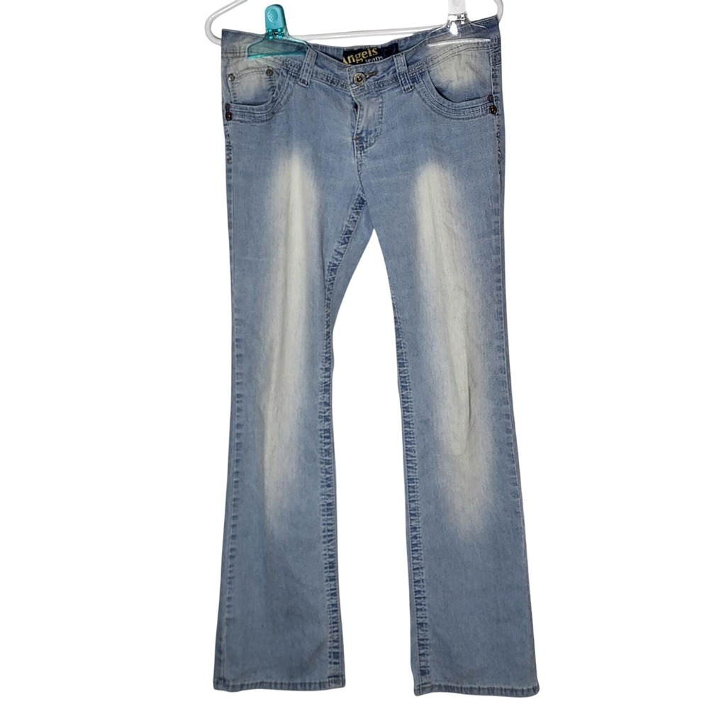 Y2K Angels Jeans Womens 11 Light Wash Low Rise Bootcut Flare Y2K Denim Blue